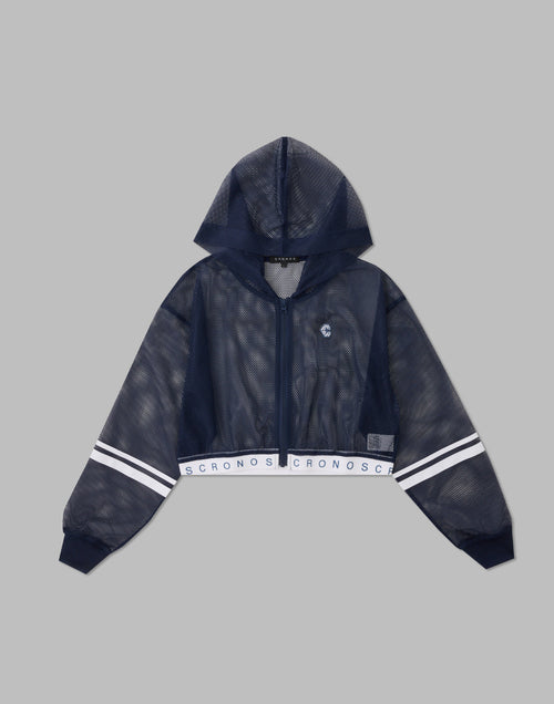 CRONOS WOMEN MESH ZIP HOODY [NAVY]