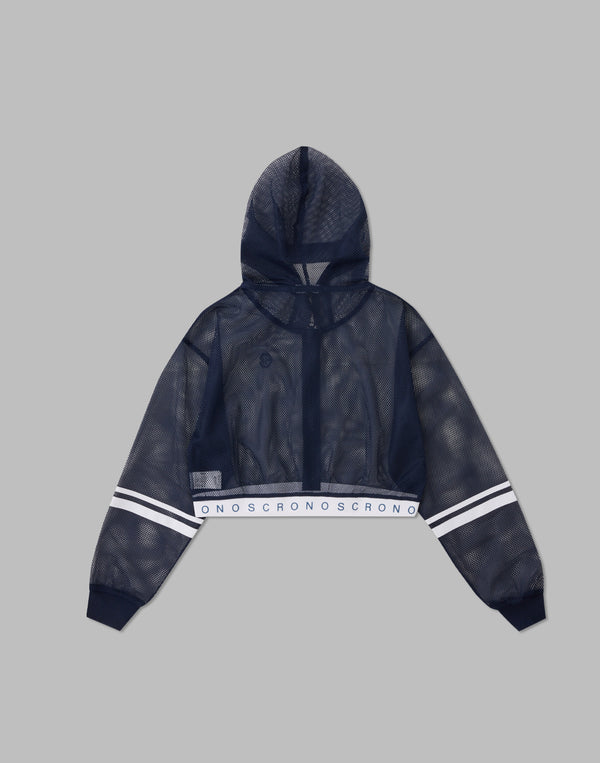 CRONOS WOMEN MESH ZIP HOODY [NAVY]
