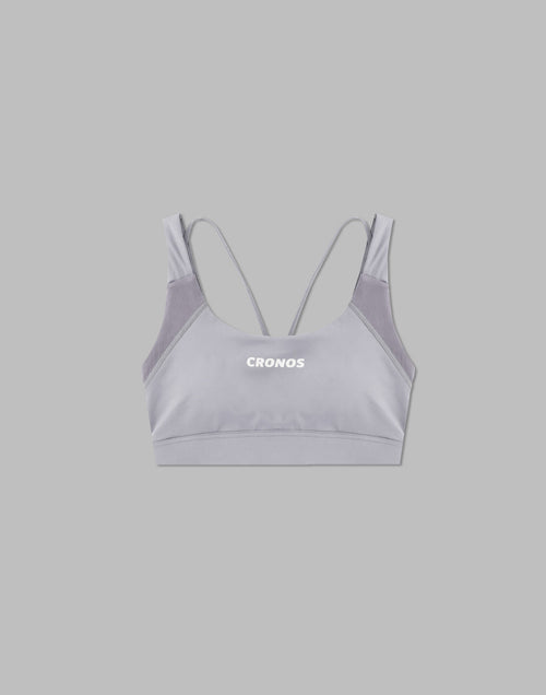 CRONOS WOMEN SPORTS MESH BRA【GRAY】