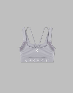 CRONOS WOMEN SPORTS MESH BRA【GRAY】