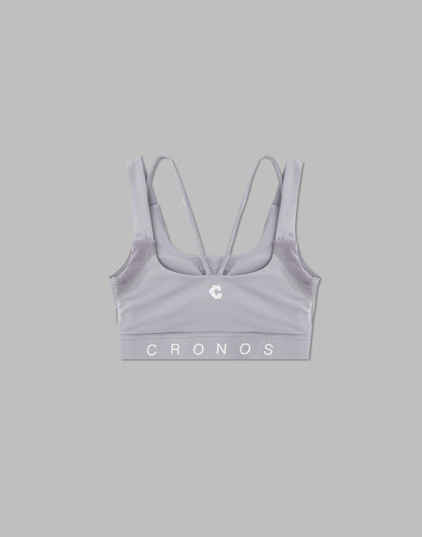 CRONOS WOMEN SPORTS MESH BRA【GRAY】