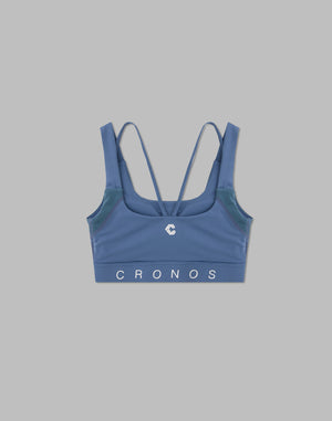CRONOS WOMEN SPORTS MESH BRA【BLUE】