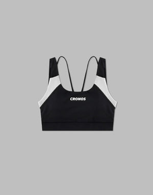 CRONOS WOMEN SPORTS MESH BRA【BLACK×WHITE】