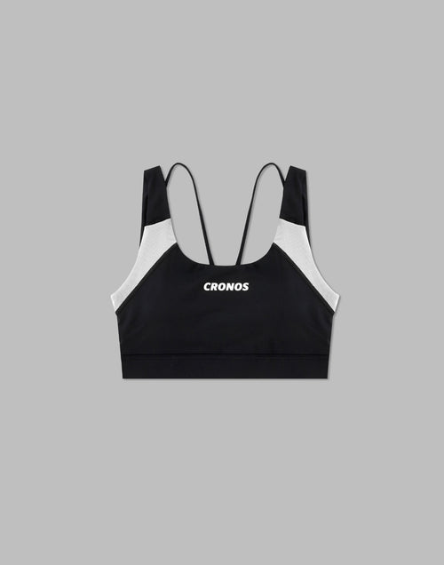 CRONOS WOMEN SPORTS MESH BRA【BLACK×WHITE】
