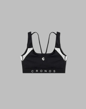 CRONOS WOMEN SPORTS MESH BRA【BLACK×WHITE】