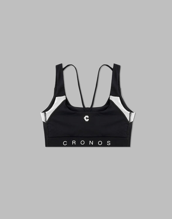 CRONOS WOMEN SPORTS MESH BRA【BLACK×WHITE】