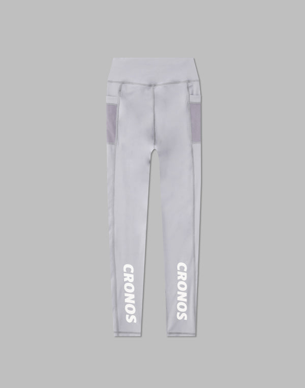 CRONOS WOMEN SPORTS MESH LEGGINGS【GRAY】