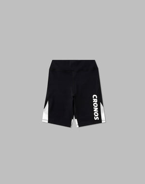 CRONOS WOMEN SPORTS MESH SHORT LEGGINGS【BLACK×WHITE】