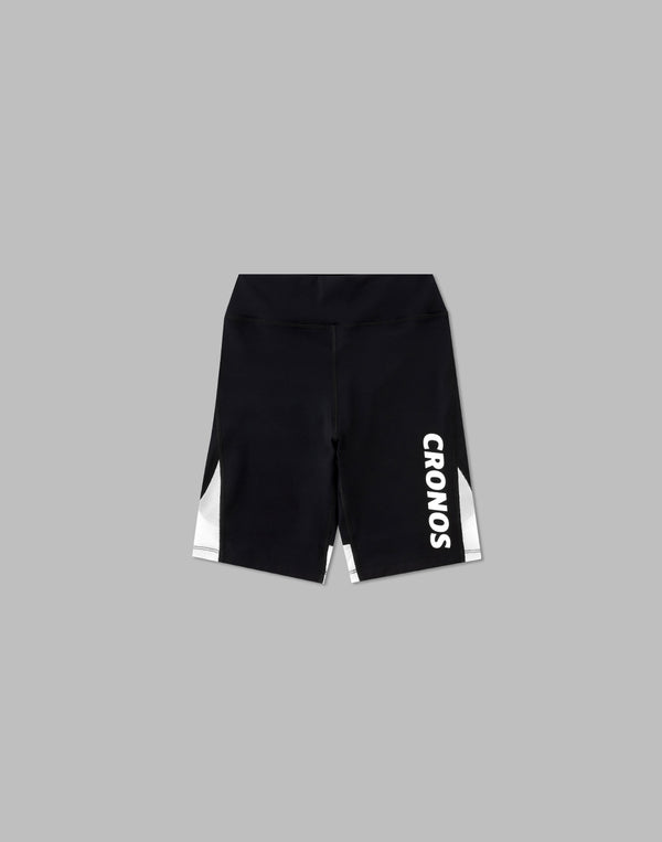 CRONOS WOMEN SPORTS MESH SHORT LEGGINGS【BLACK×WHITE】