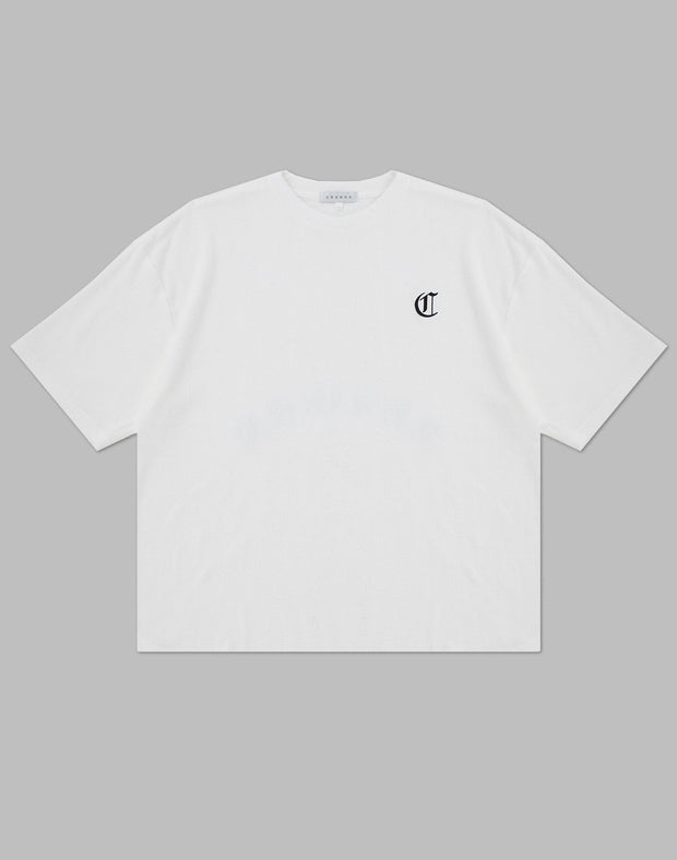 CRONOS ROOM BLACK LETTER OVERSIEZE T-SHIRTS【WHITE】 - クロノス