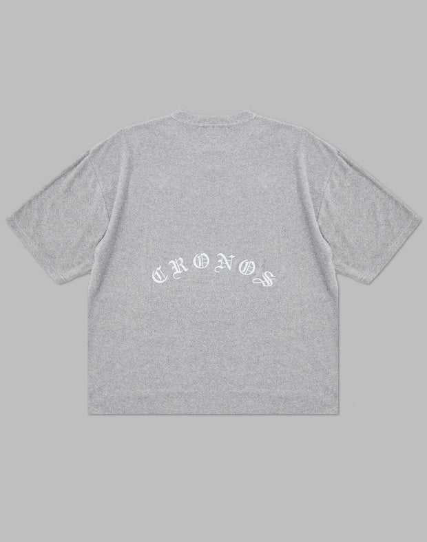CRONOS ROOM BLACK LETTER OVERSIEZE T-SHIRTS【GRAY】