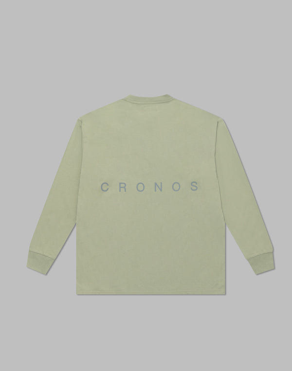 CRONOS 反光印花長袖T卹【SAGE】
