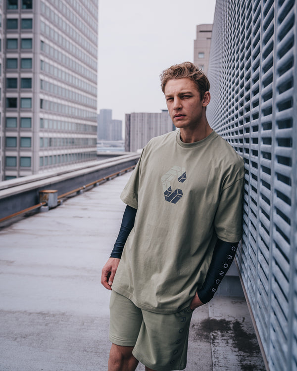 CRONOS Bold Front Logo OverSize T-SHIRT【SAGE】