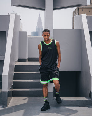 CRONOS Double-Layer Basketball Mesh Tank [BLACK×GREEN]