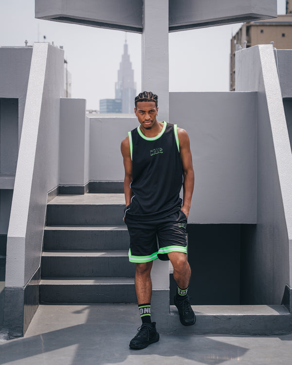 CRONOS Double-Layer Basketball Mesh Tank [BLACK×GREEN]