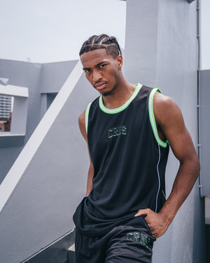 CRONOS Double-Layer Basketball Mesh Tank [BLACK×GREEN]