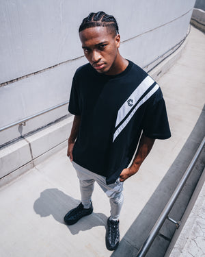 CRONOS SWITCHING OVERSIZE TEE【BLACK】