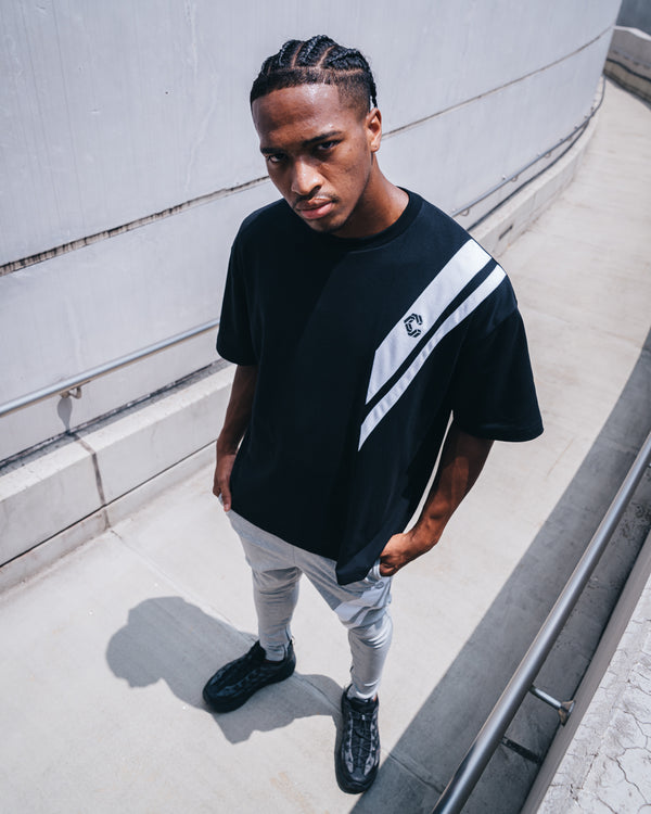 CRONOS SWITCHING OVERSIZE TEE【BLACK】