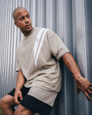 CRONOS SWITCHING OVERSIZE TEE【GREIGE】