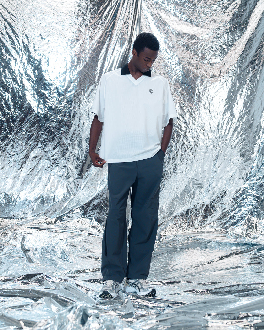 CRONOS COOL DOTS SKIPPER V-NECK POLO【WHITE】