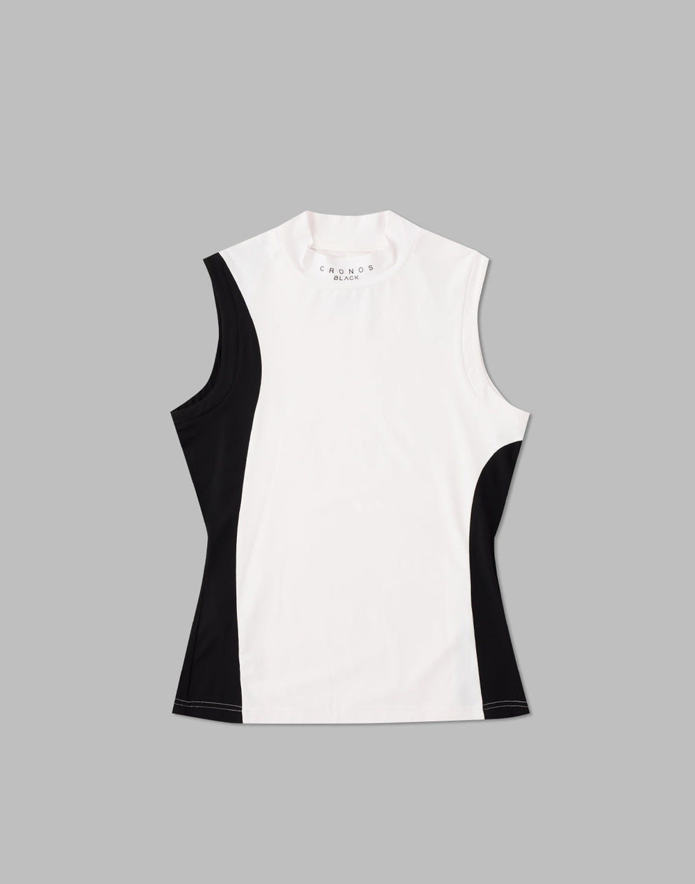 CRONOS BLACK MOCK NECK SLEEVELESS [WHITE×BLACK]
