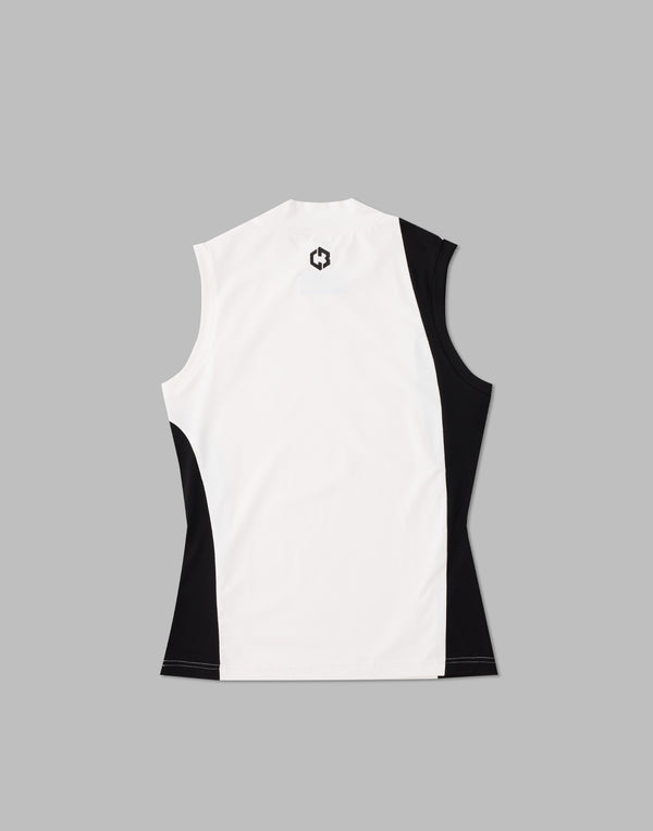 CRONOS BLACK MOCK NECK SLEEVELESS [WHITE×BLACK]