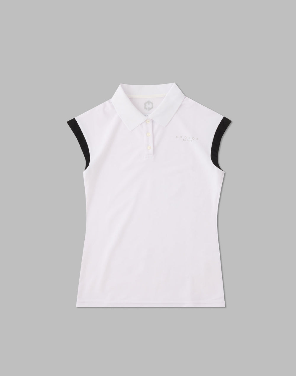 CRONOS BLACK SLEEVELESS POLO [WHITE]