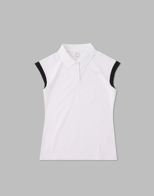 CRONOS BLACK SLEEVELESS POLO [WHITE]
