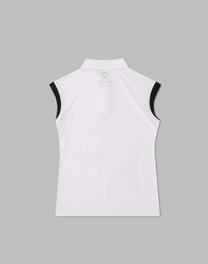 CRONOS BLACK SLEEVELESS POLO [WHITE]