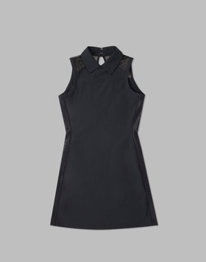 CRONOS BLACK SIDE LINE MESH DRESS [BLACK]