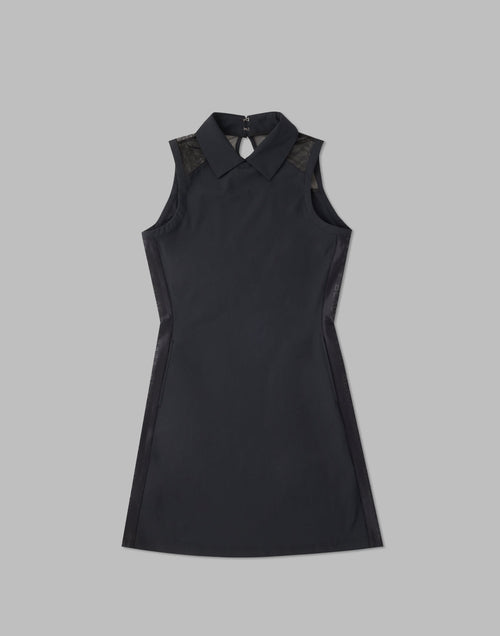 CRONOS BLACK SIDE LINE MESH DRESS [BLACK]