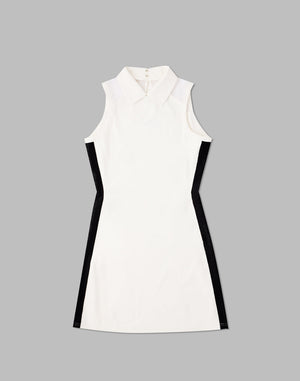 CRONOS BLACK SIDE LINE MESH DRESS [WHITE]