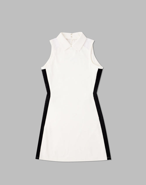 CRONOS BLACK SIDE LINE MESH DRESS [WHITE]