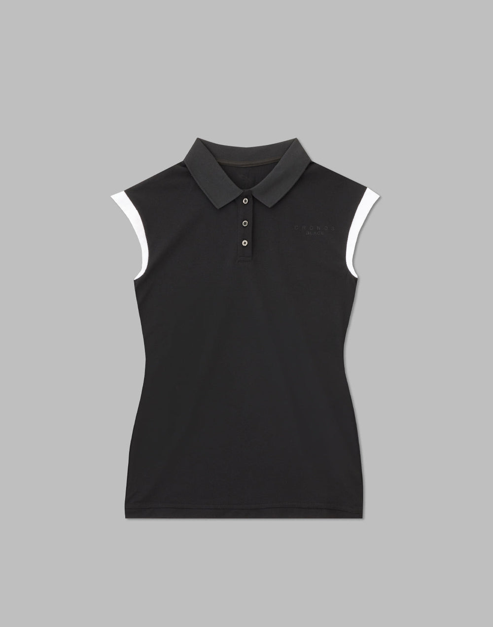 CRONOS BLACK SLEEVELESS POLO [BLACK]