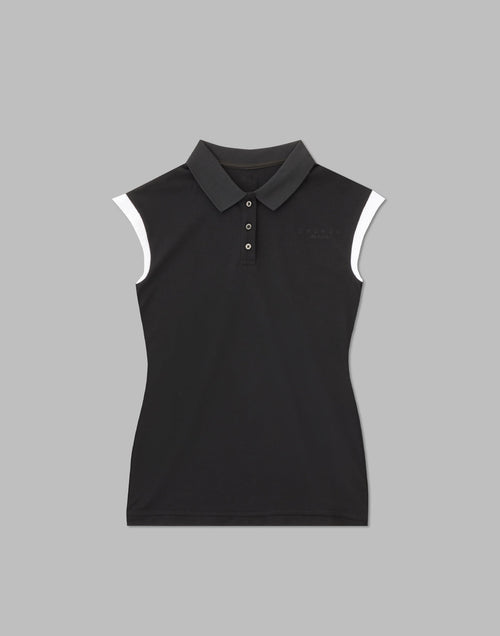 CRONOS BLACK SLEEVELESS POLO [BLACK]