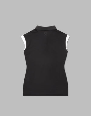 CRONOS BLACK SLEEVELESS POLO [BLACK]