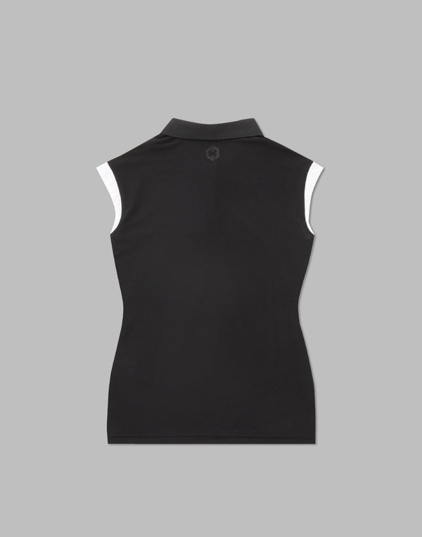 CRONOS BLACK SLEEVELESS POLO [BLACK]