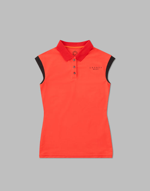 CRONOS BLACK SLEEVELESS POLO [ORANGE]