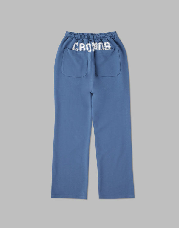 CRONOS WOMEN HIP LOGO FLARE PANTS【BLUE】