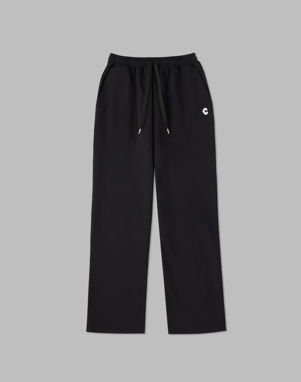 CRONOS WOMEN HIP LOGO FLARE PANTS【BLACK】