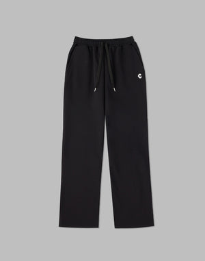 CRONOS WOMEN HIP LOGO FLARE PANTS【BLACK】