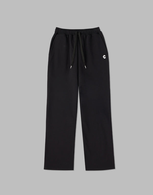 CRONOS WOMEN HIP LOGO FLARE PANTS【BLACK】