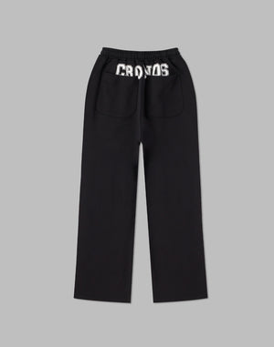 CRONOS WOMEN HIP LOGO FLARE PANTS【BLACK】