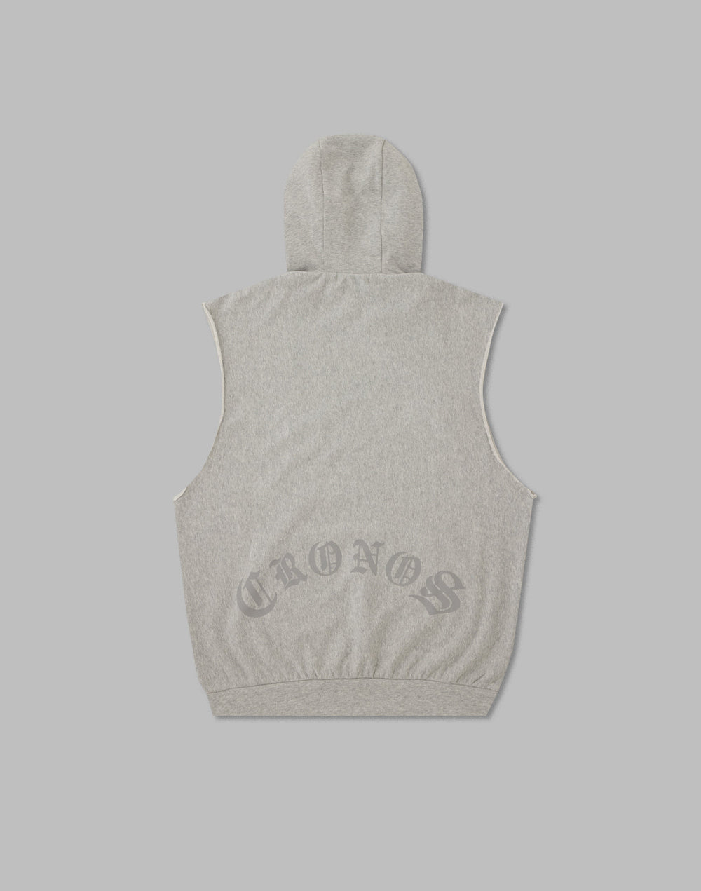 CRONOS BLACK LETTER LOGO SLEEVELESS HOODIE [GRAY]