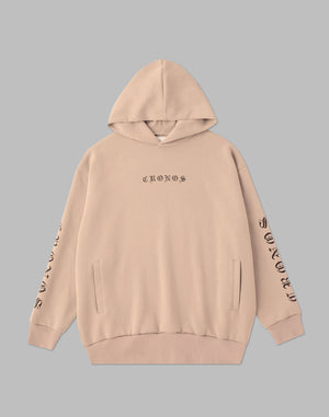CRONOS BLACK LETTER LOGO HOODIE【BEIGE】