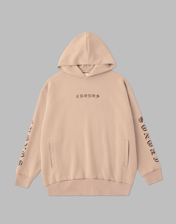 CRONOS BLACK LETTER LOGO HOODIE【BEIGE】