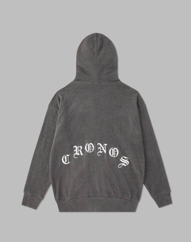 CRONOS ROOM BLACK LETTER LOGO HOODIE【C.GRAY】