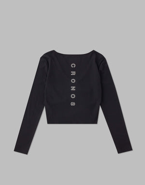 CRONOS WOMEN SHIRRING LONGSLEEVE【BLACK】