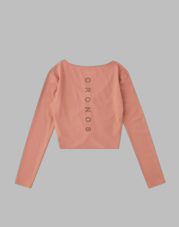 CRONOS WOMEN SHIRRING LONGSLEEVE【PINK】