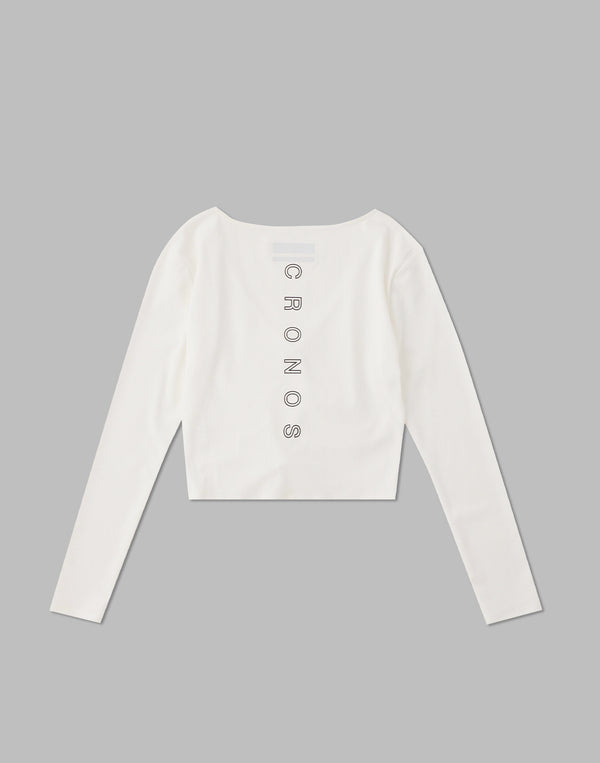 CRONOS WOMEN SHIRRING LONGSLEEVE【WHITE】